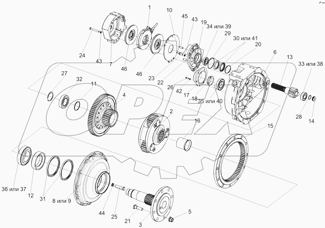 Редуктор бортовой правый УЭС 0107070А-04