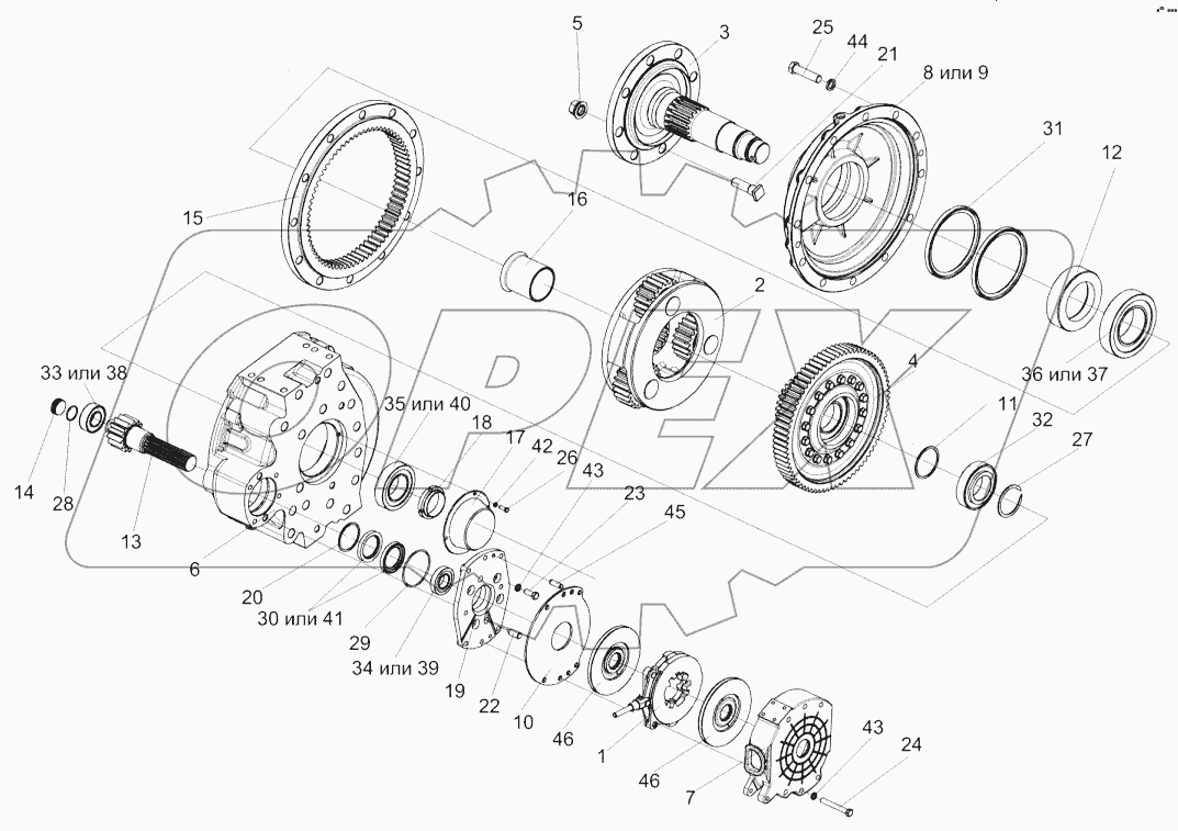 Редуктор бортовой левый УЭС 0107150-03