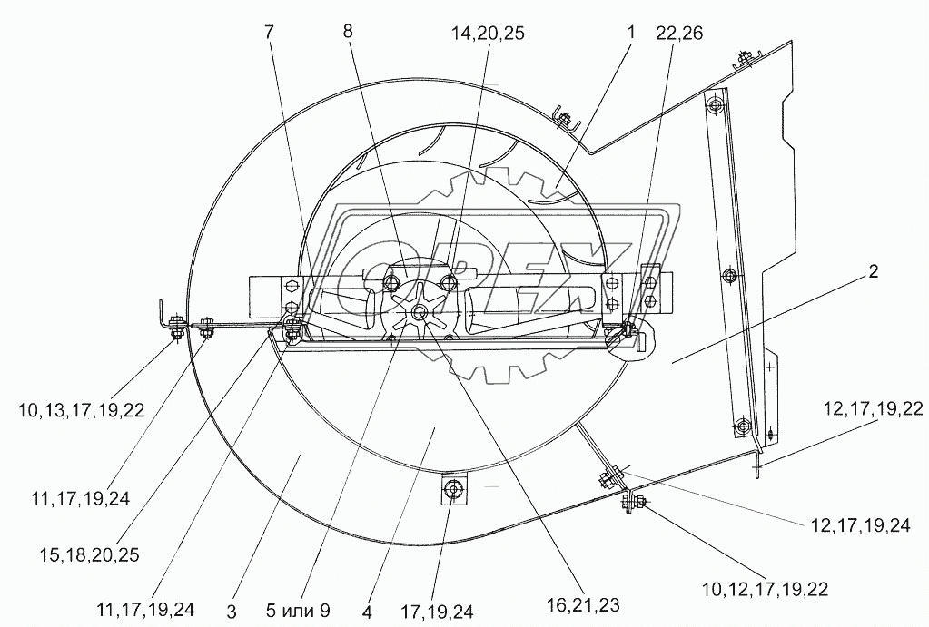 Вентилятор КЗК 0217000Б-01 (вид слева)