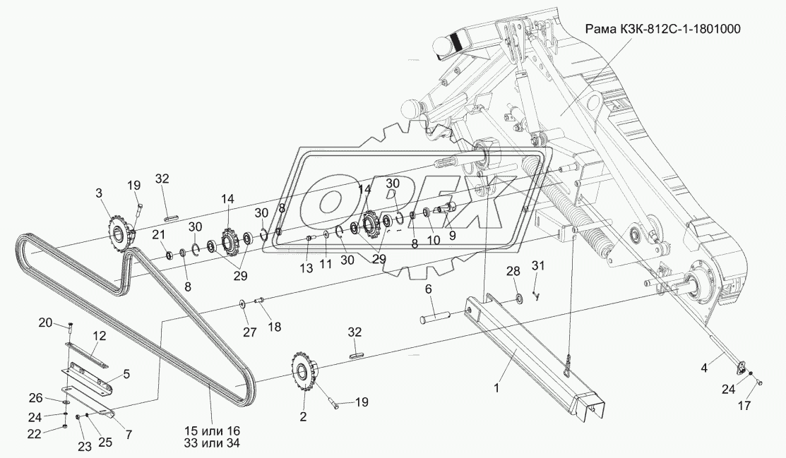 Камера наклонная. Привод жатки КЗК-812С-1-1809100