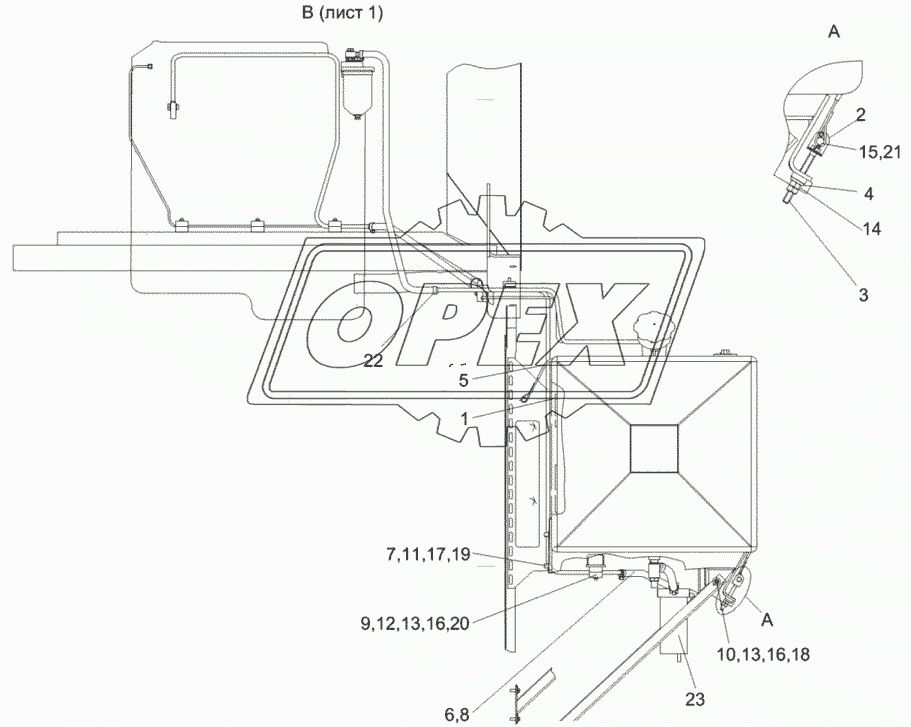 Установка бака топливного КЗК-8А-2-0126000 (лист 2)