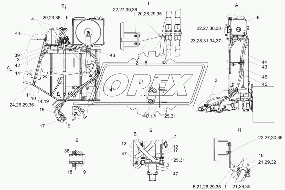 Гидросистема привода ходовой части КЗК-812С-2-0601000