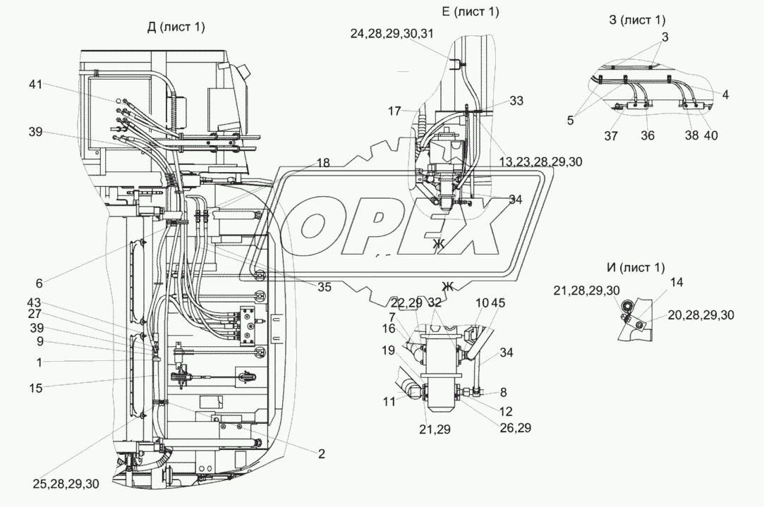 Гидросистема рулевого управления и силовых гидроцилиндров КЗК-812C-2-0602000 (лист 2)