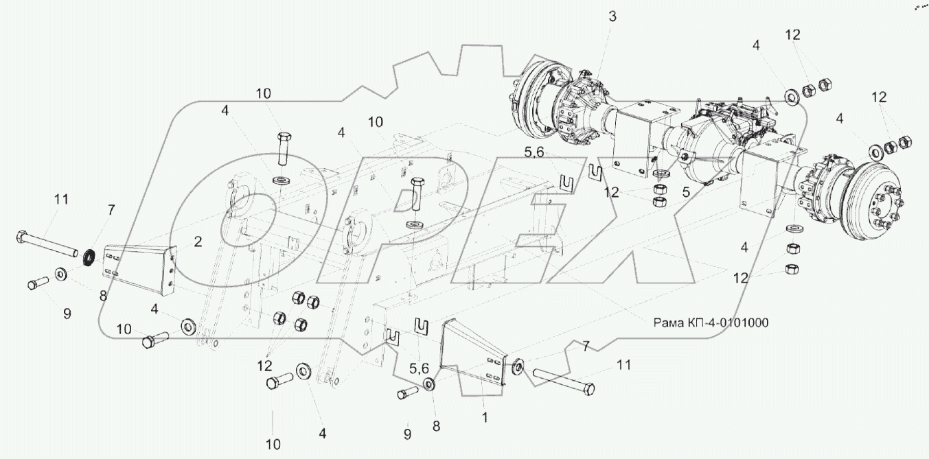  Установка моста ведущих колес КПС-4-0107300