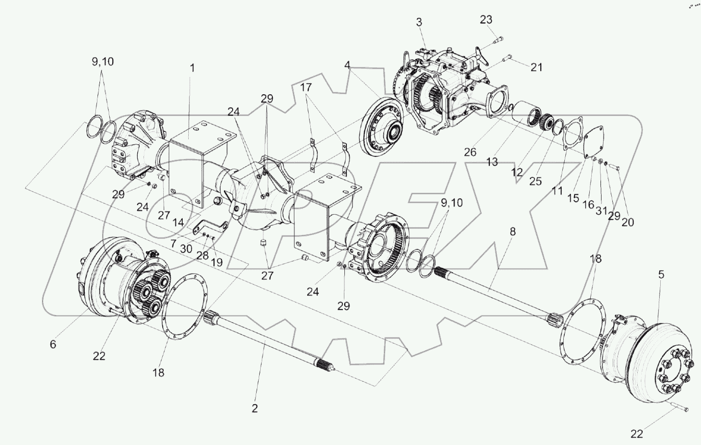  Мост ведущих колес КПС-4-0107300