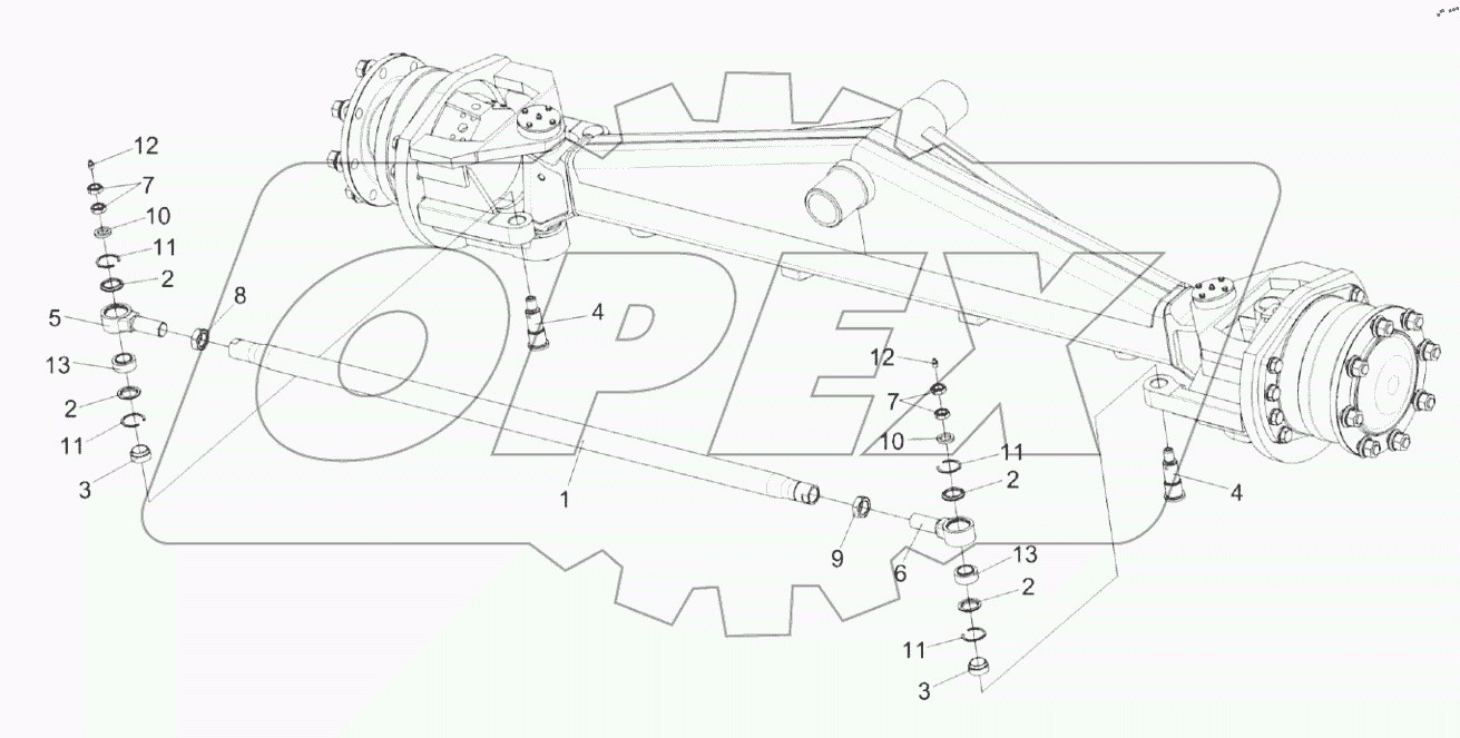 Мост управляемых колес КП-4-0109000. Установка тяги
