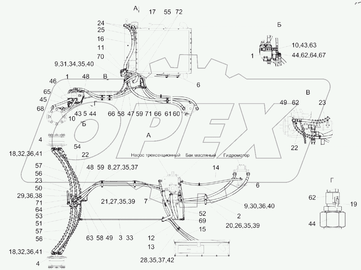  Гидросистема привода ходовой части КП-4-0605000
