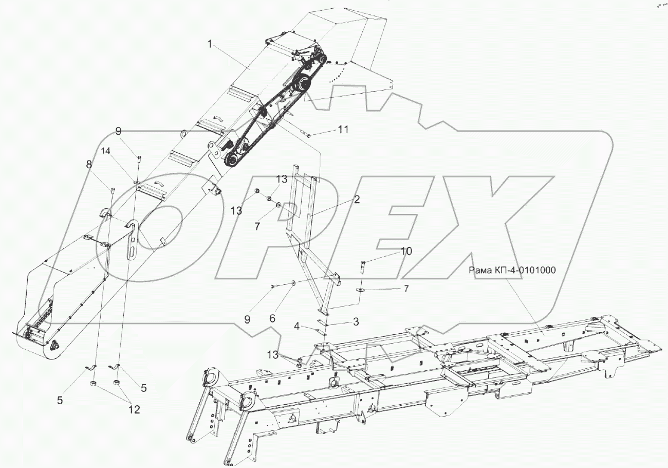  Установка транспортера переднего КП-4-0103000Б