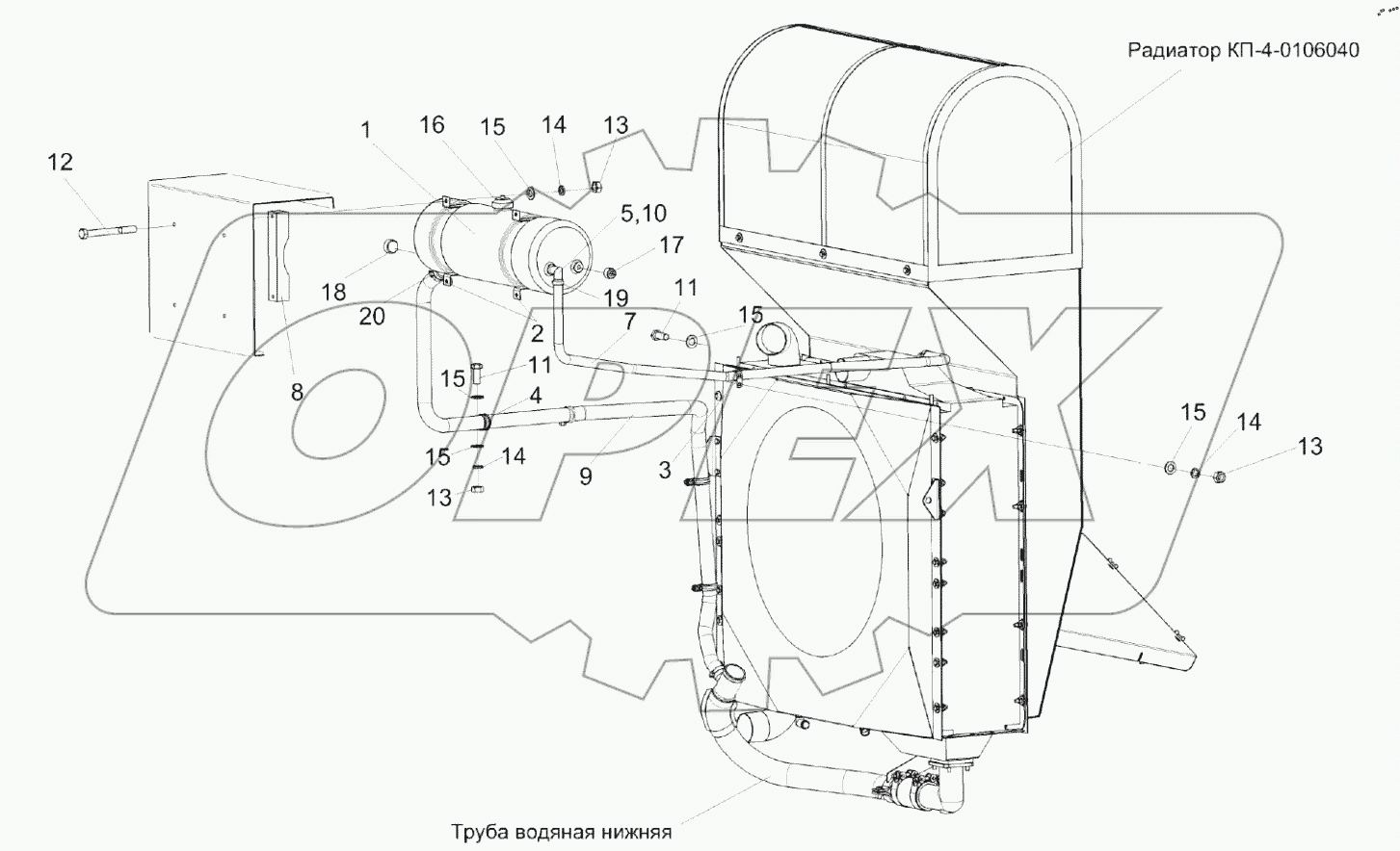  Установка бачка расширительного КП-4-0106070