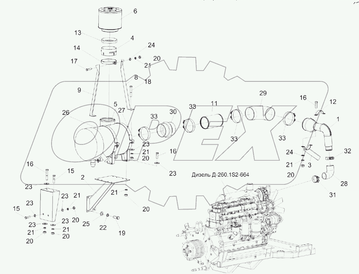  Установка воздухоочистителя КП-4-0106080