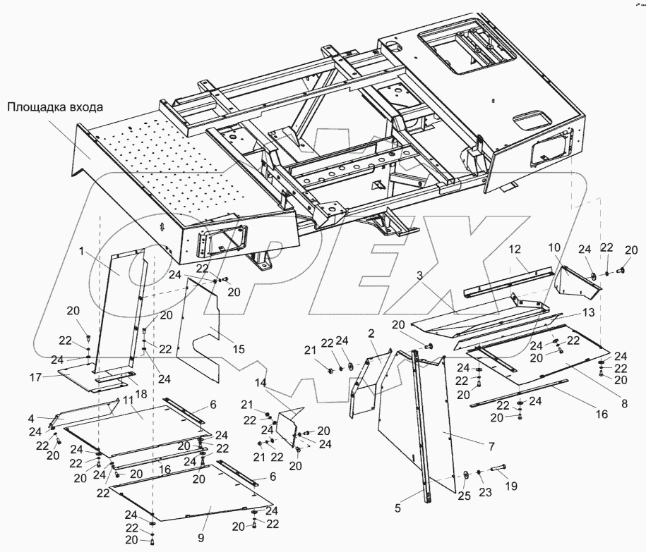 Установка площадки входа КВС-2-0124000