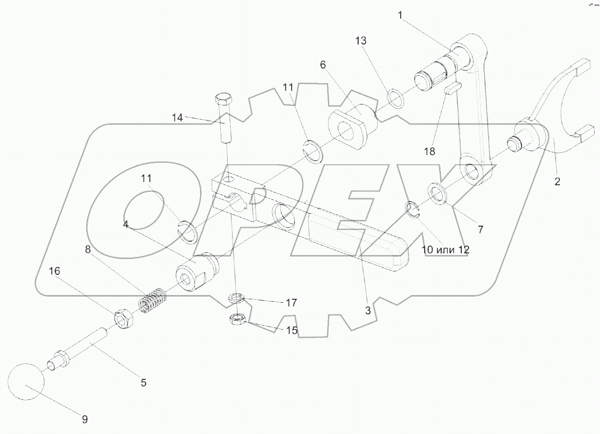 Установка рычага КВС-2-0114020А
