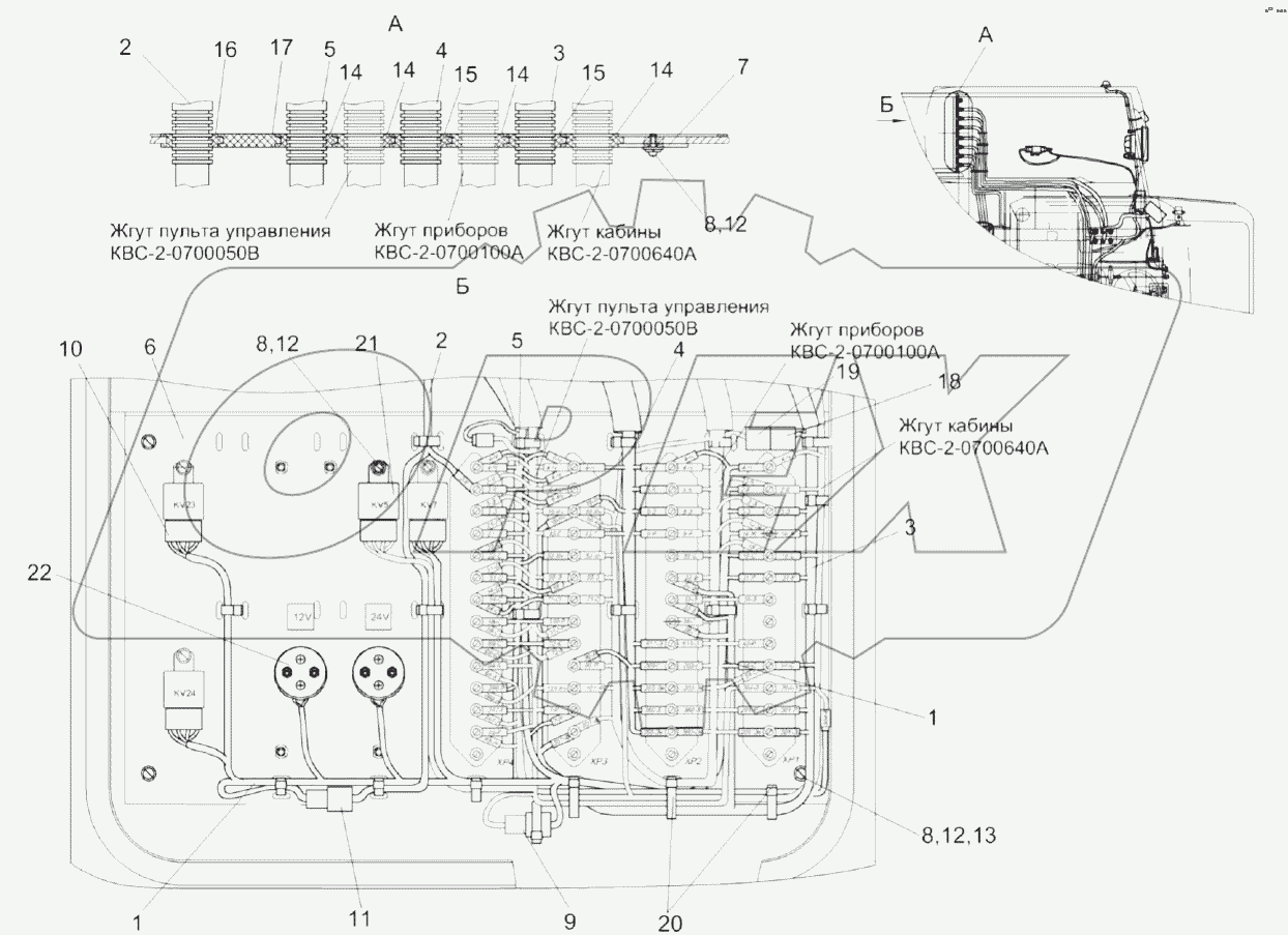 Электрооборудование электрошкафа КВС-2-0702010Б-01