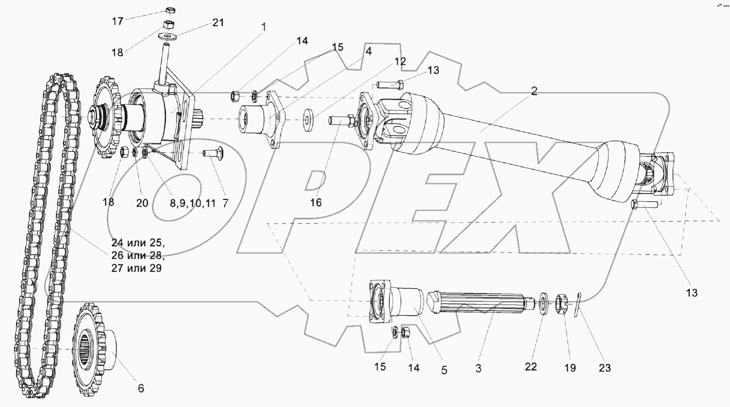Установка карданного вала КВС-1-0119000-01