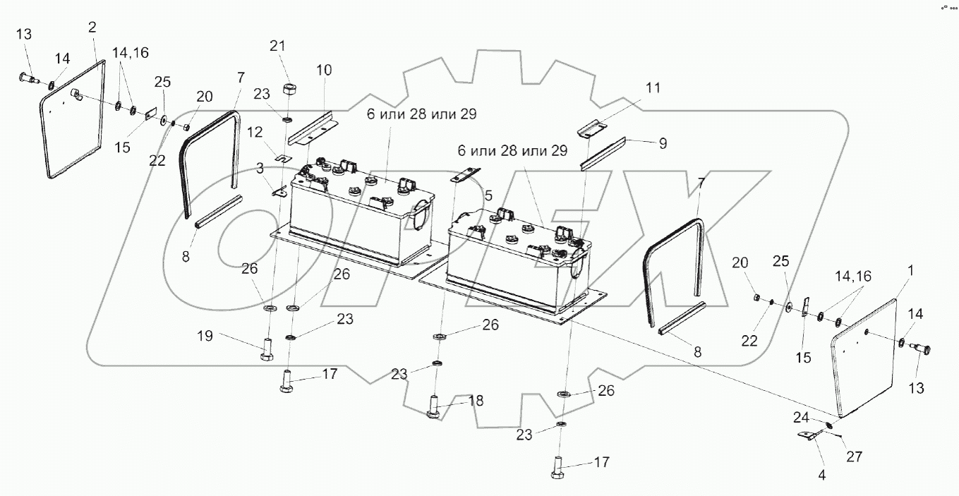 Установка аккумуляторов КВС-2-0101020