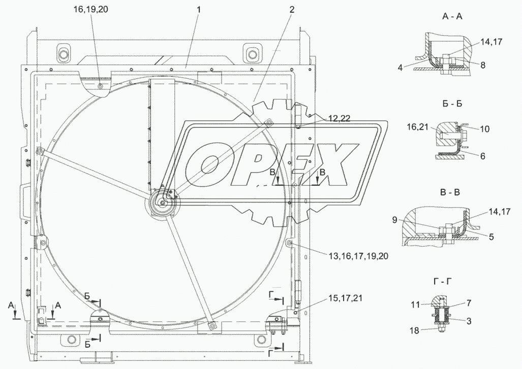 Установка блока радиаторов КВС-2-0152000А (лист 2)