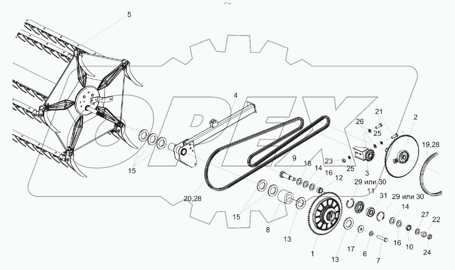  Установка привода мотовила КЗК-5-1503010
