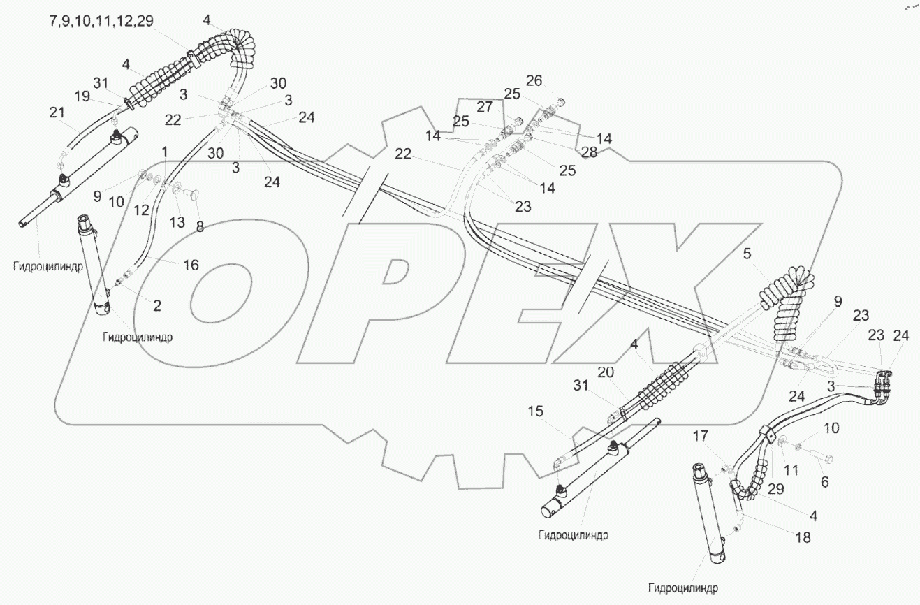  Гидросистема жатки ЖЗК-9 КЗК-9-1589000