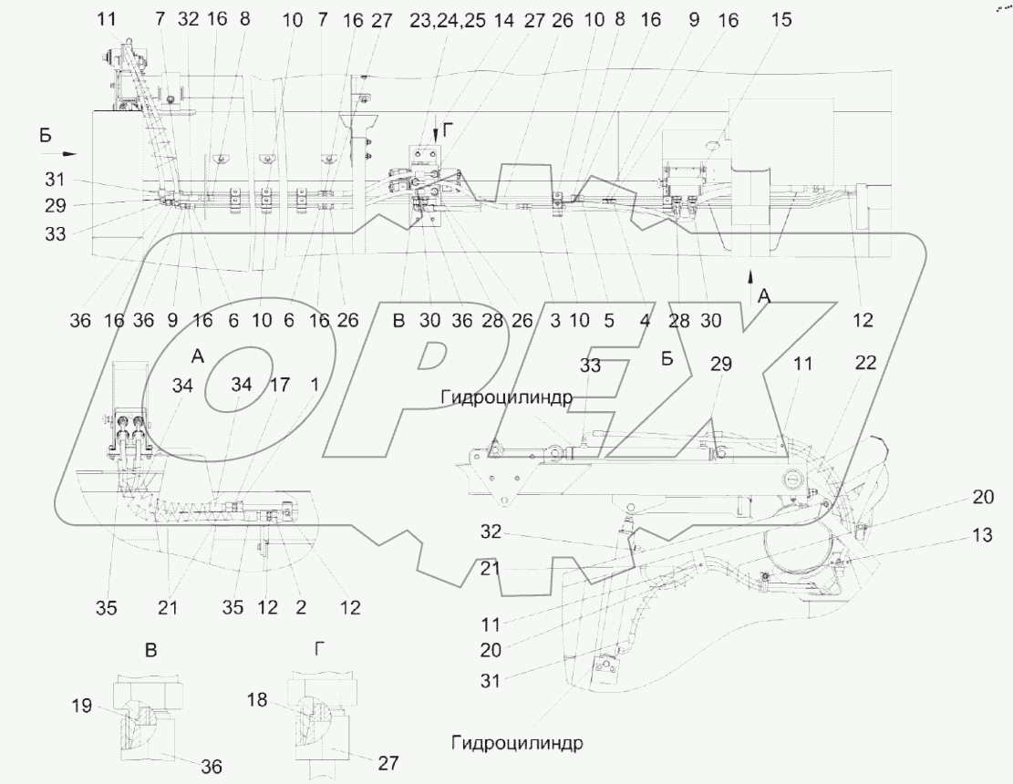  Гидросистема жатки КЗК-9-3-0689000
