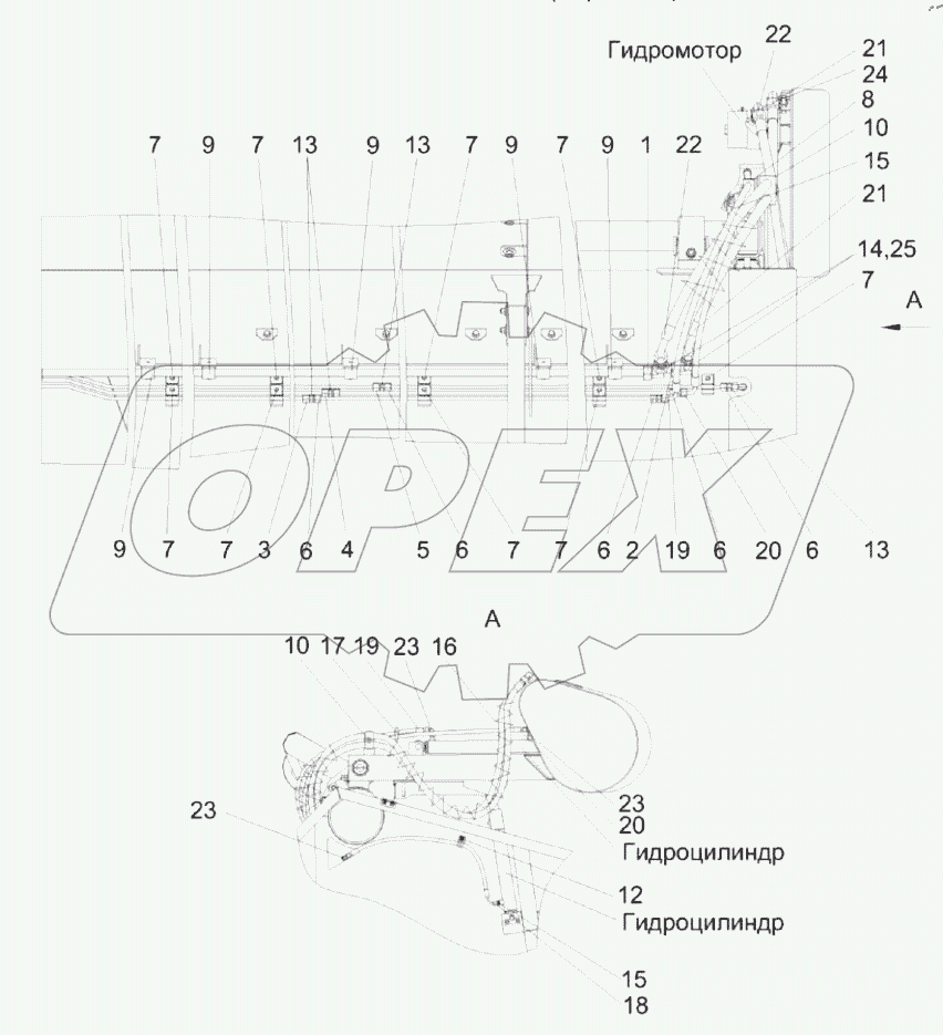  Гидросистема жатки КЗК-9-3-0689000