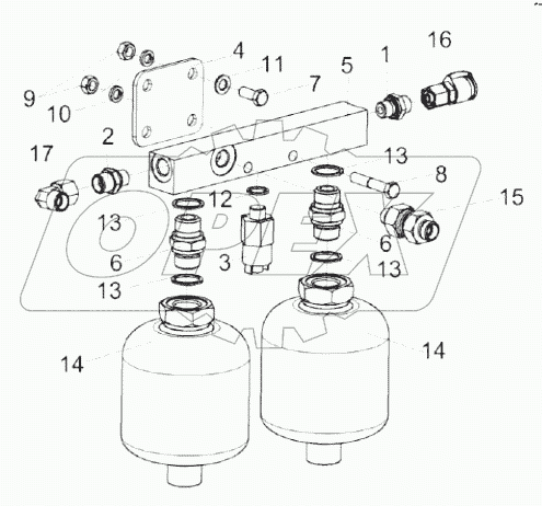  Блок пневмогидроаккумуляторов КС-100-0606370