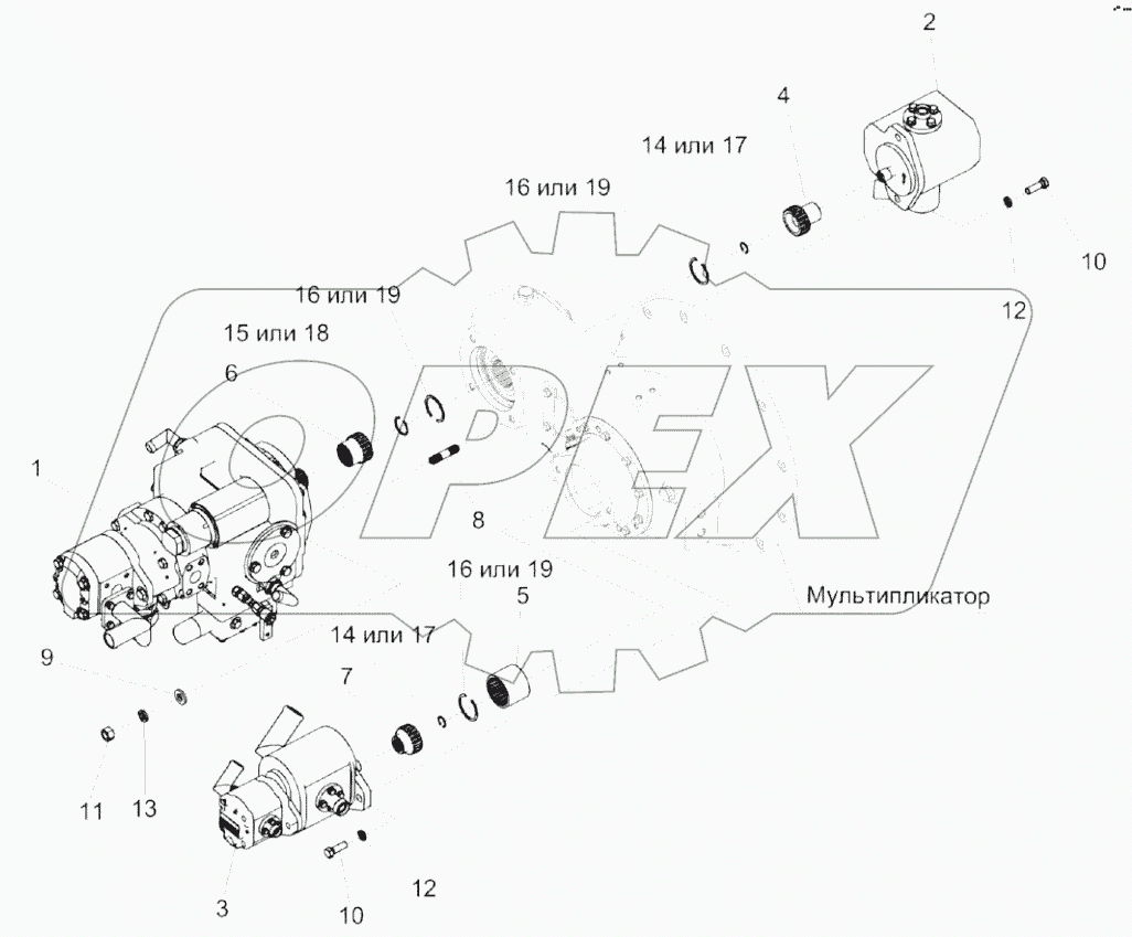  Установка гидронасосов КС-100-0138000