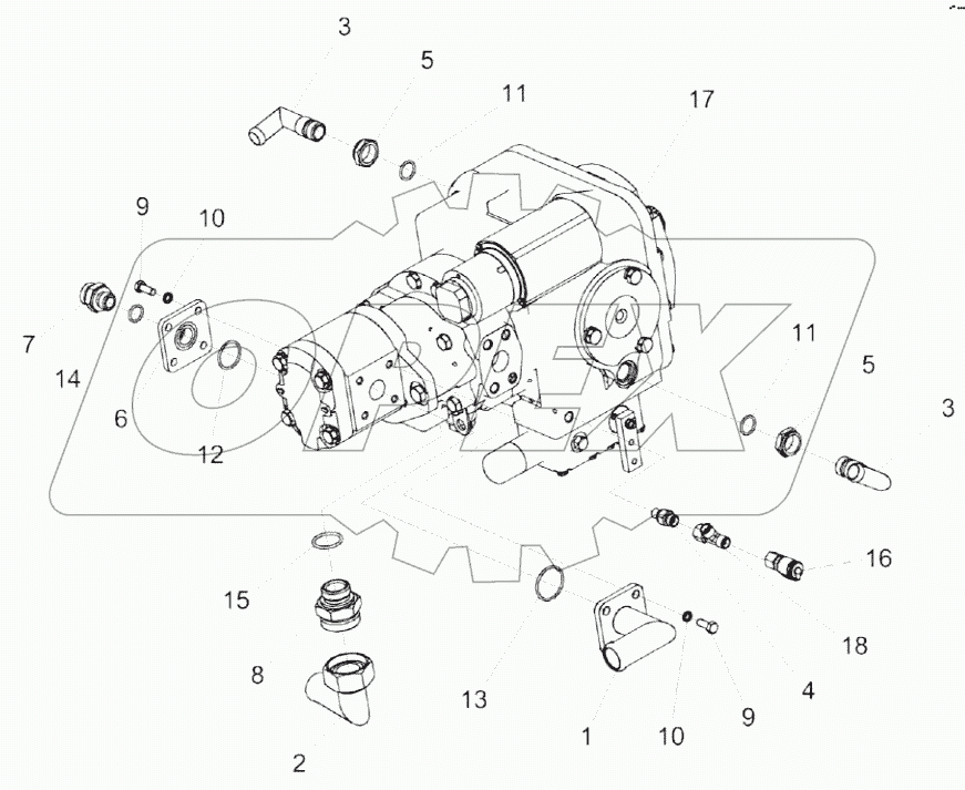  Гидронасос двухсекционный КС-100-0601110