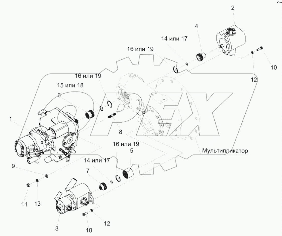  Установка гидронасосов КС-100-0138000