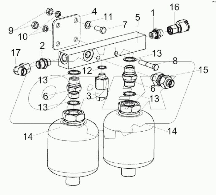  Блок пневмогидроаккумуляторов КС-100-0606370