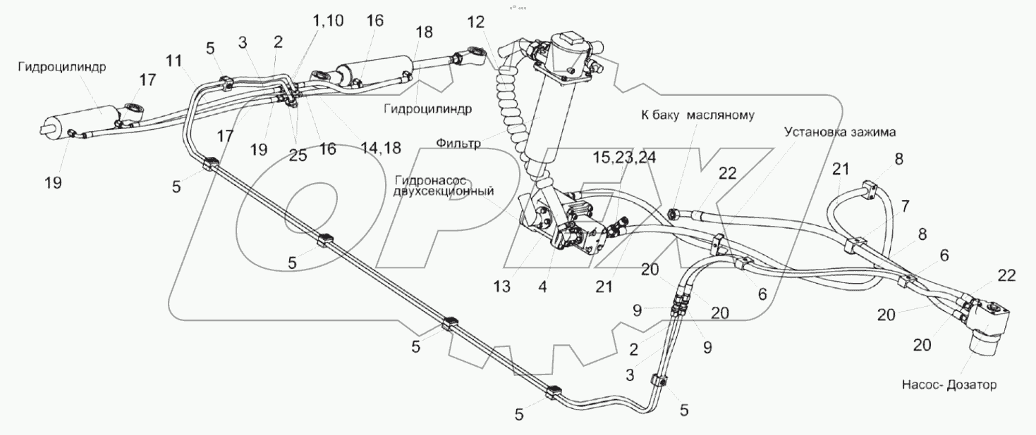  Гидросистема рулевого управления косилки КС-100-0603000А