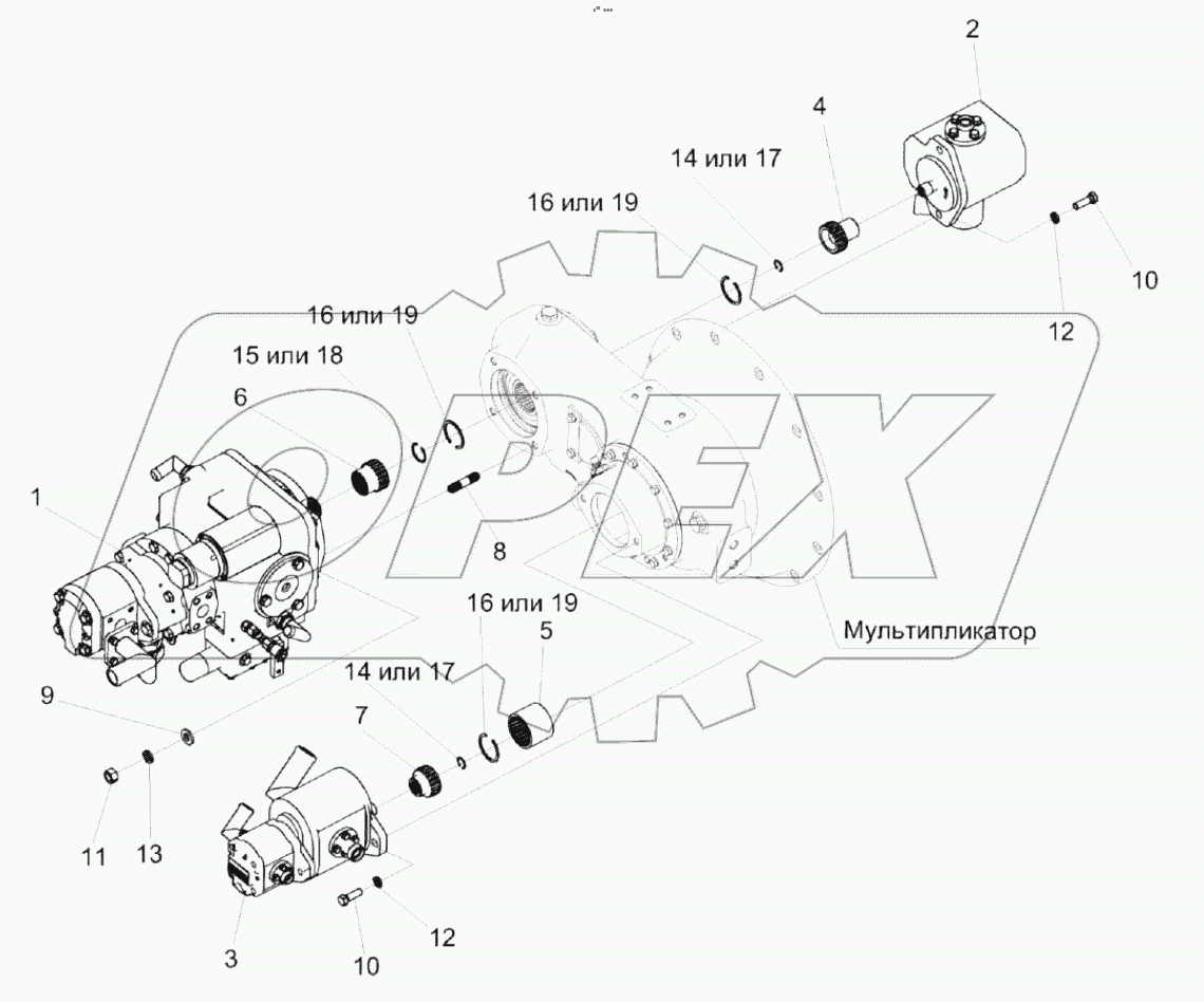  Установка гидронасосов КС-100-0138000