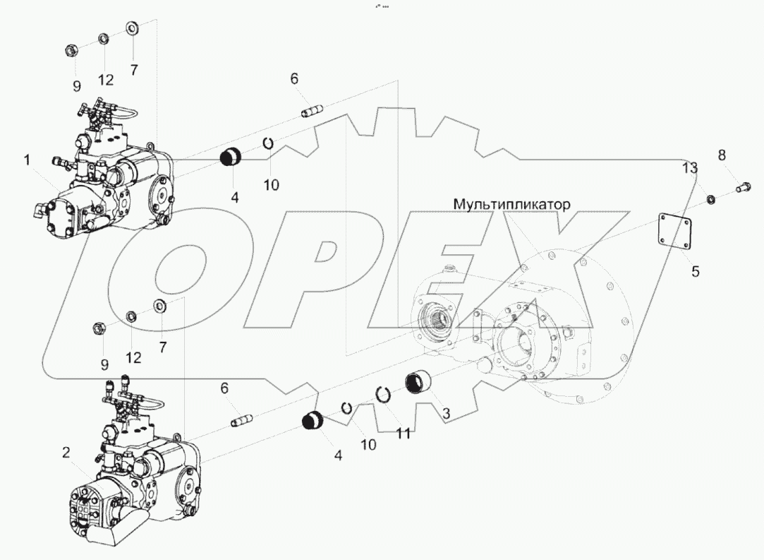  Установка гидронасосов КС-150С-0138000