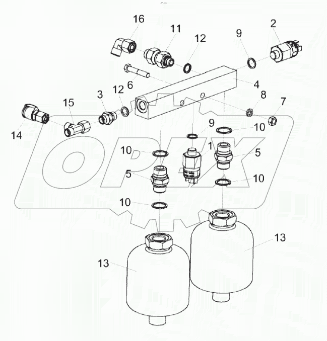  Блок пневмогидроаккумуляторов КС-150С-0601330