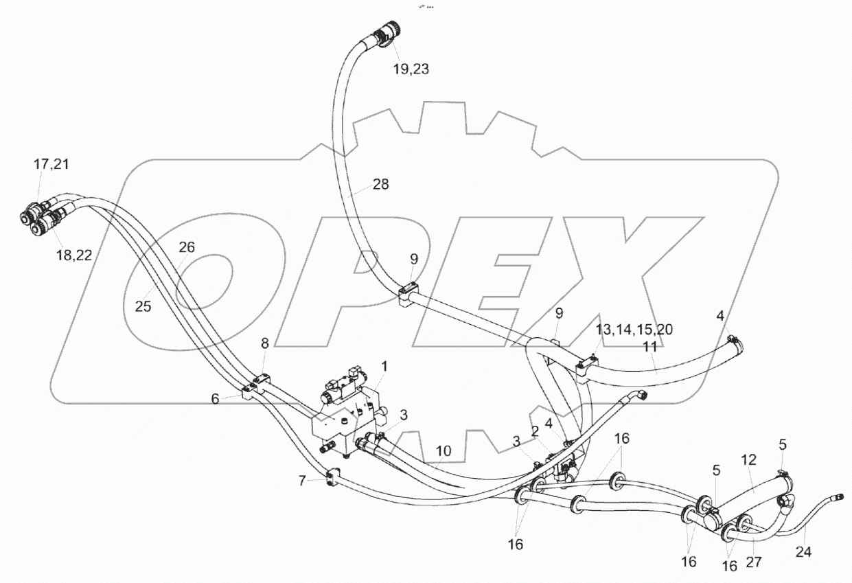  Гидросистема рабочих органов КС-150С-0604000