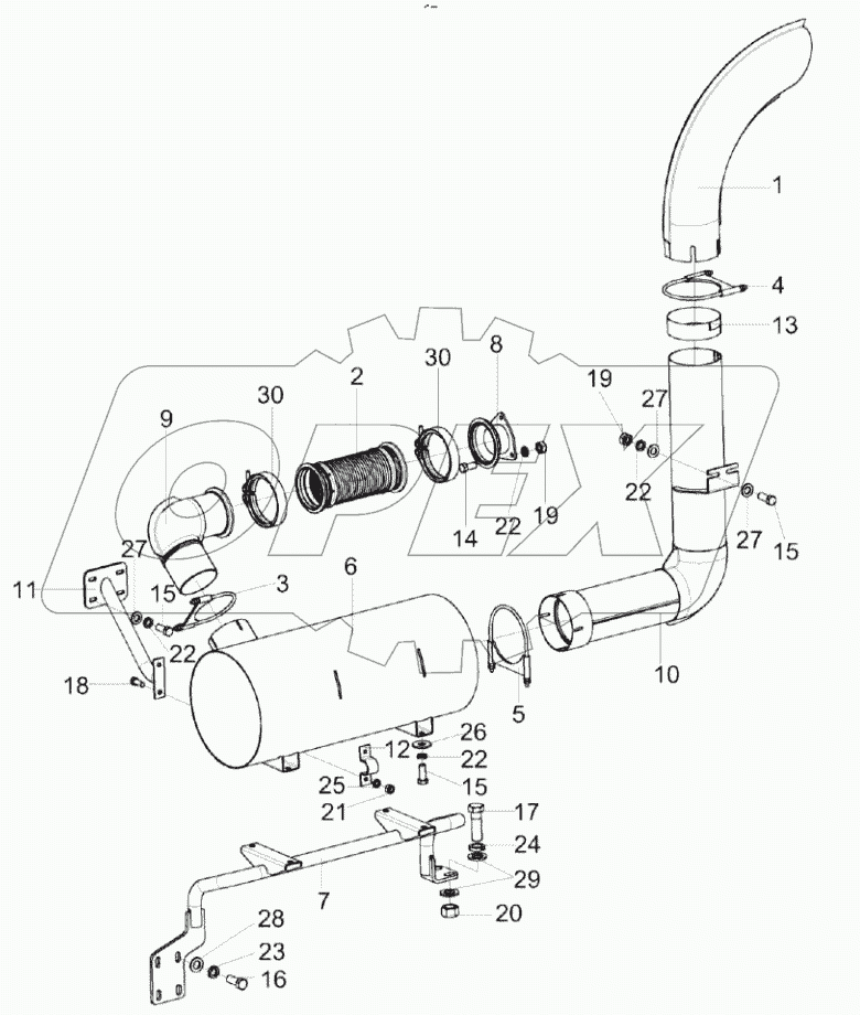  Установка глушителя КС-150С-0116060