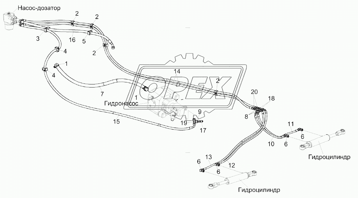 Гидросистема рулевого управления косилки КС-200 КС-200-0603000Э1