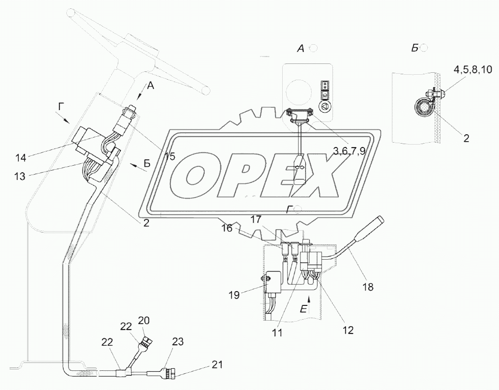 Установка электрооборудования рулевой колонки КСК-6025-0723000