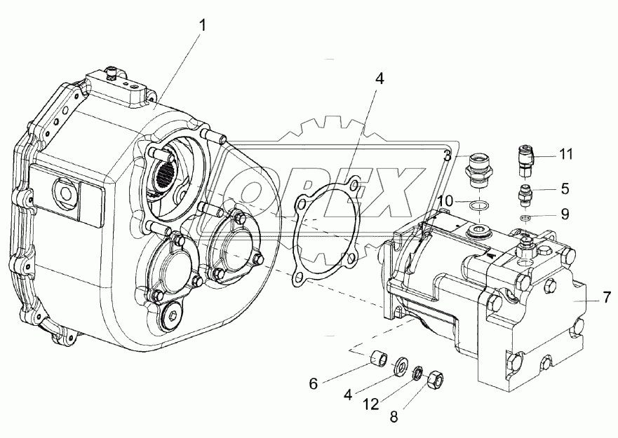 Установка гидромотора привода питающего аппарата КВС-2-0604210