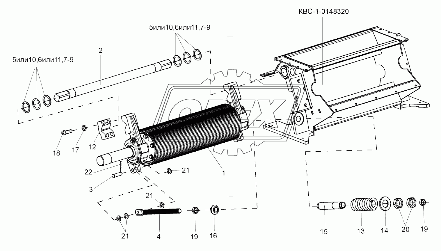 Устройство доизмельчающее КВС-1-0148310 (установка нижнего вальца)