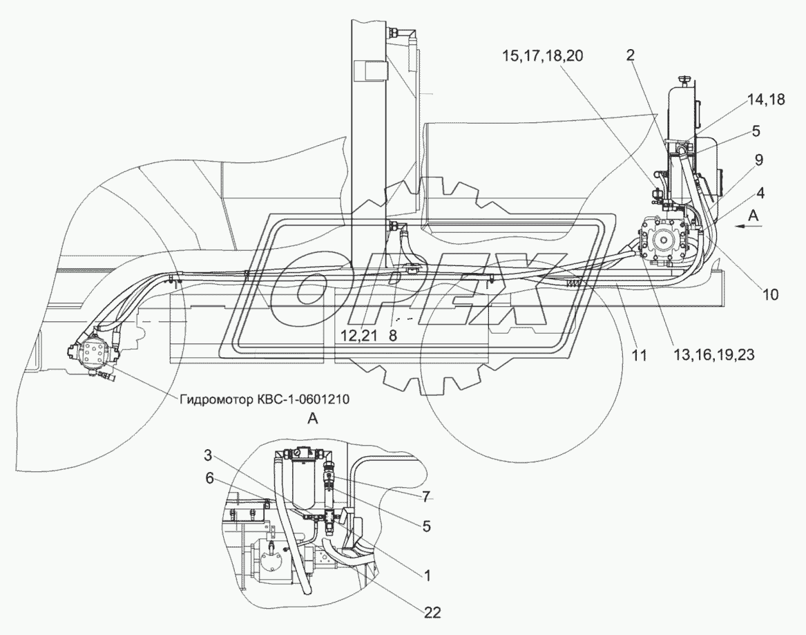 Гидросистема привода ходовой части КВС-5-0601000 (лист 1)