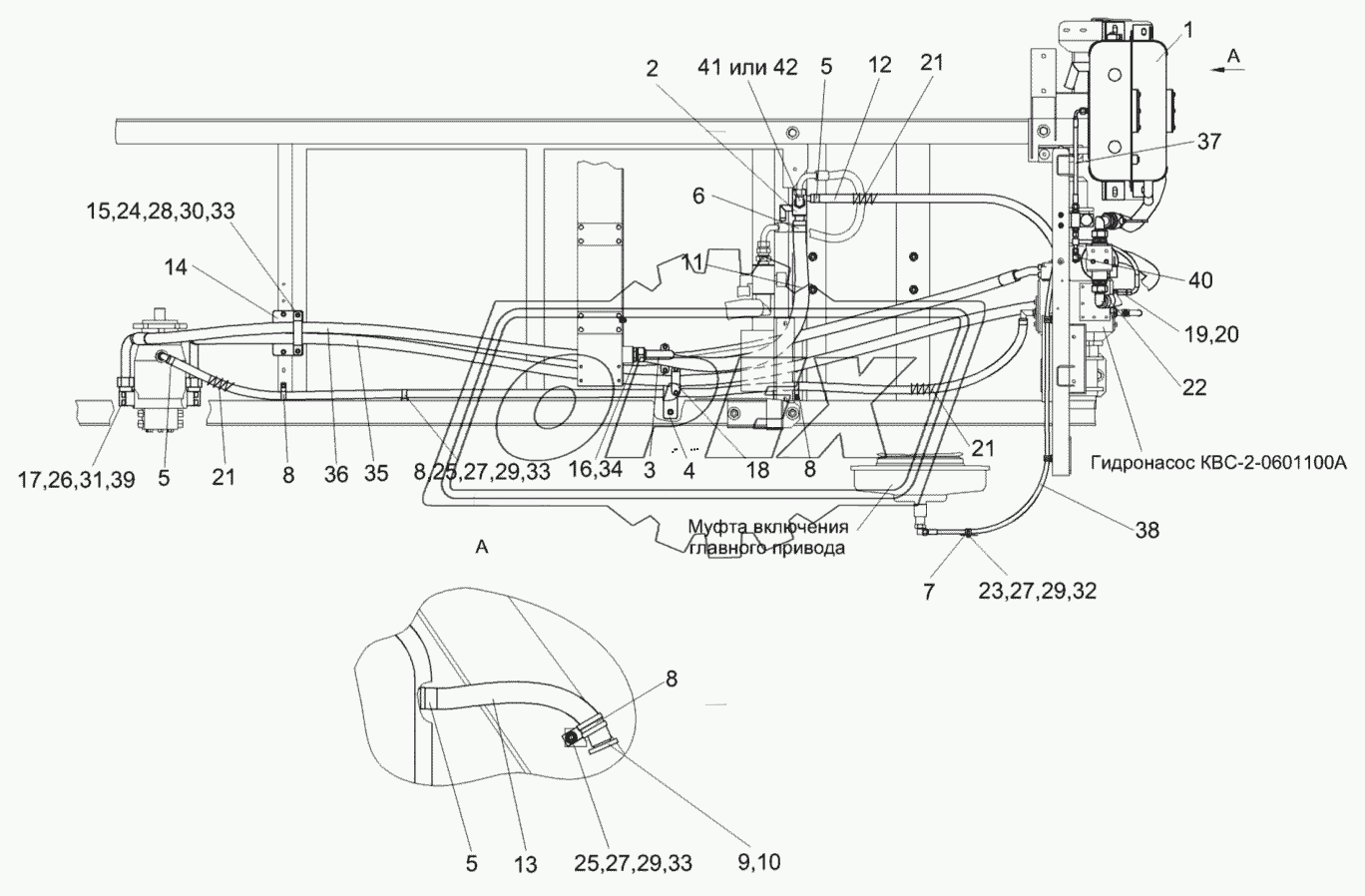 Гидросистема привода ходовой части КВС-5-0601000 (лист 2)