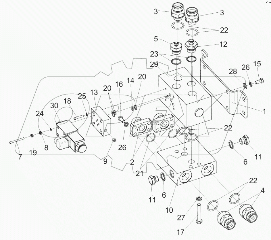  Гидроблок подключения управляемого моста КВК 0601500