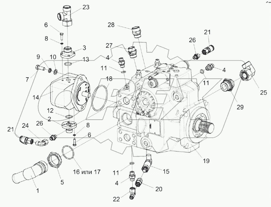  Гидронасос привода питающего аппарата КВК-2-0604120