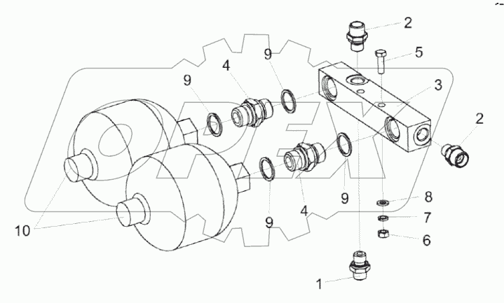  Блок пневмогидроаккумуляторов КВК-6-0606370