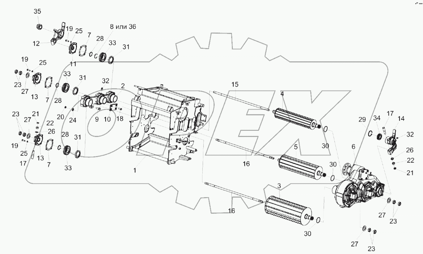  Установка вальцев верхних
