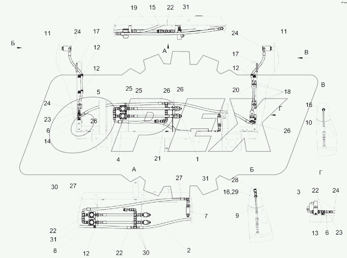  Пневмосистема подкачки шин КВК-2-0801000