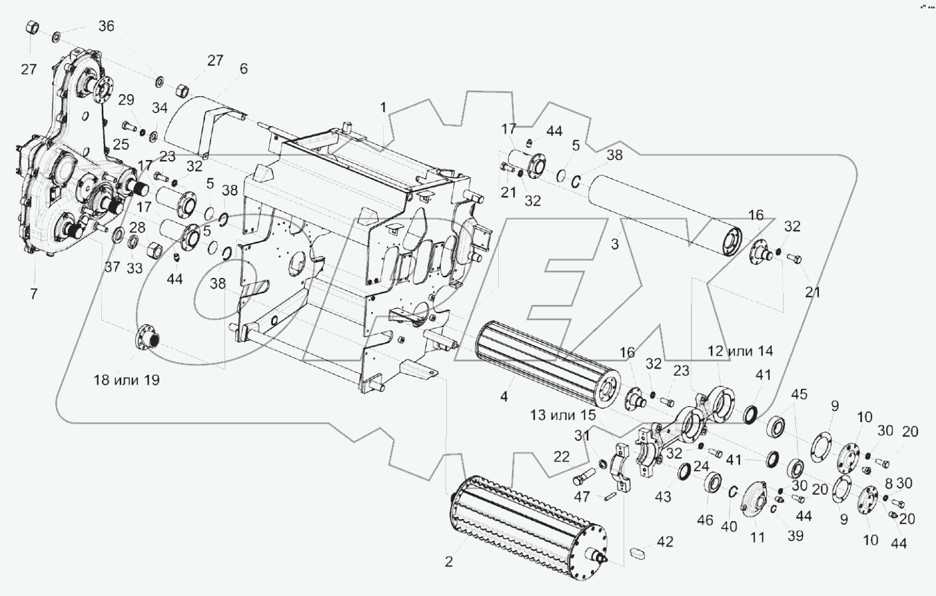  Установка вальцев нижних