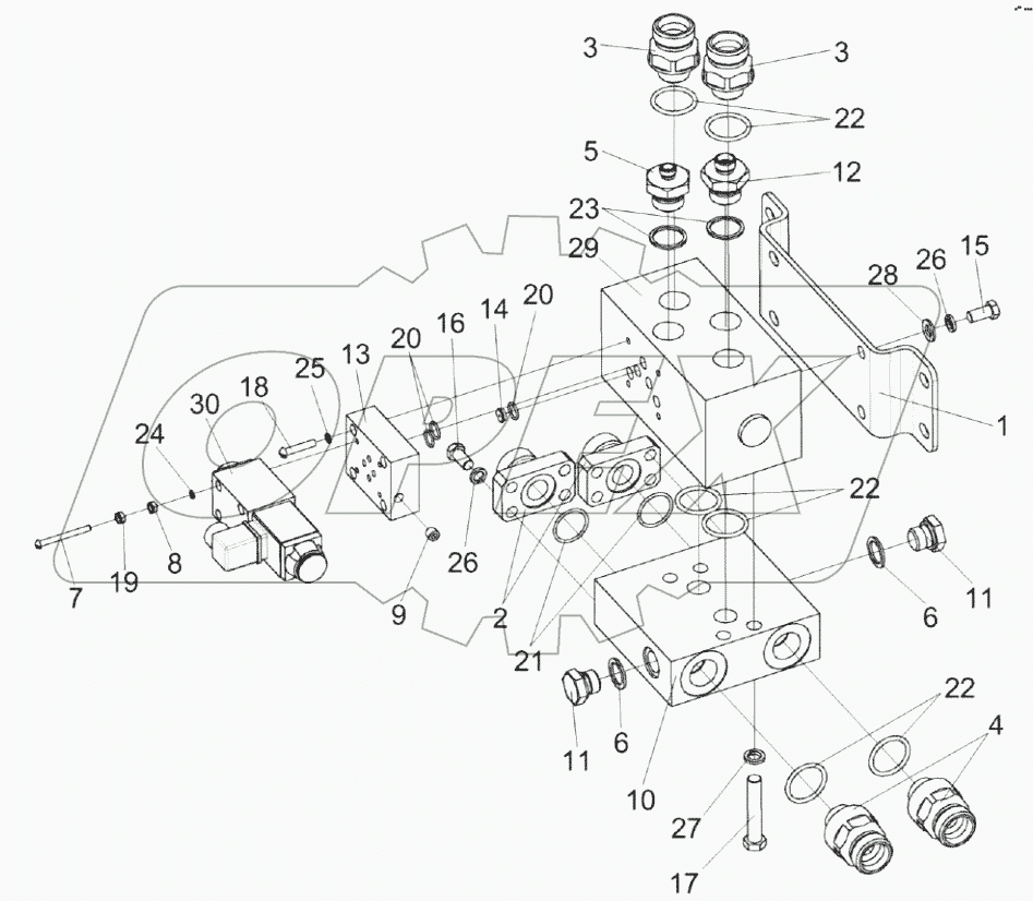  Гидроблок подключения управляемого моста КВК 0601500