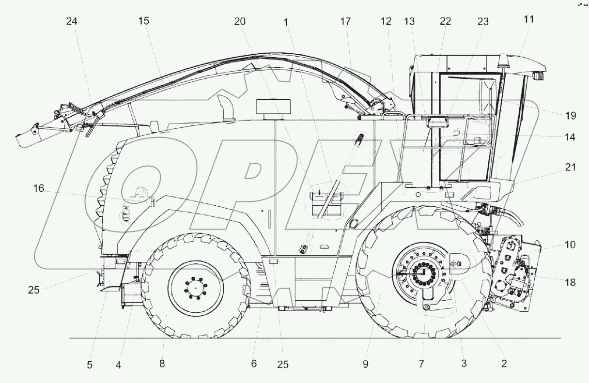  Измельчитель самоходный КВК 0100000 (вид справа)