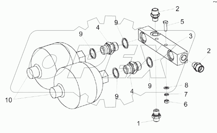  Блок пневмогидроаккумуляторов КВК-6-0606370